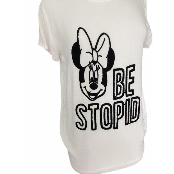 White Linen Minnie Mouse Embroidered Tee | No Siz - Picture 3 of 4